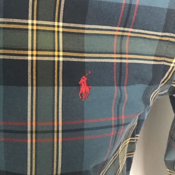 Polo by Ralph Lauren Blue and Yellow Plaid Dress Shirt - Picture 3 of 7